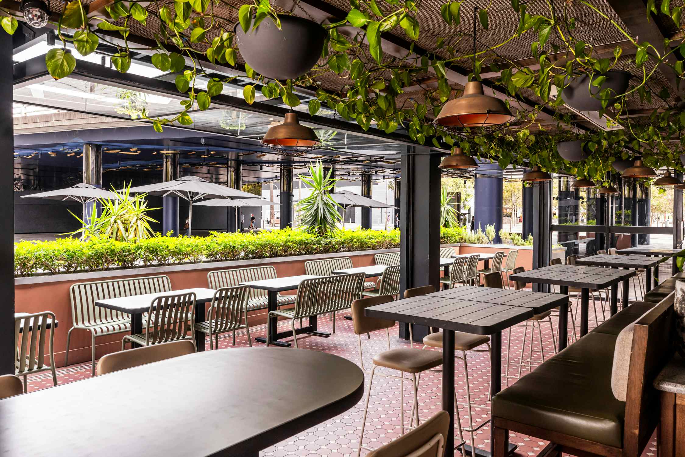 Pumphouse Lower Terrace (Left of Entry)