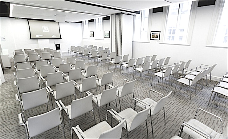 Ground Floor Meeting Room 4.5 **Ground Floor Meeting Room 4.5 at 30 Euston Square is a spacious conference room for hire near Euston.**
G4.5 is fully equipped with integrated AV equipment and LCD screen to provide you with an i