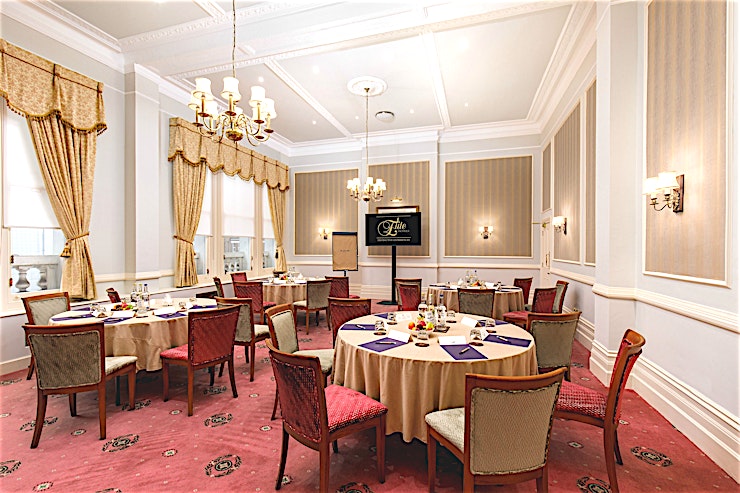 Arundel Room **The Arundel Room at The Grand is a stylish, multi-purpose event Space for hire in Eastbourne.**
Wall to wall windows for the length of this room provoke a warm airy feel together with lots natura