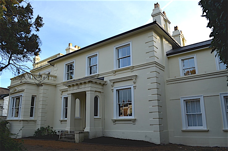 Large Victorian house for film/advertising shoots The Hermitage was built in 1850 probably for the landowner Robert Kent and is one of the original houses in East Molesey next to Hampton Court Palace. This 5,000 sq ft house has recently been renovate