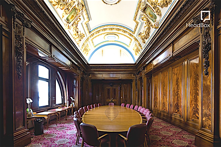 Executive Boardroom **Hire the Executive Boardroom at The Venue at the Royal Liver Building for one of the best meeting rooms Liverpool has to offer**
This impressive wood panelled room maintains all its original feat