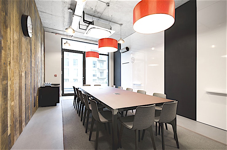 Rosie **Want state of the art meeting rooms in West London? Welcome to the Grand Union Studios by Workspace!**
This stylish 14 person meeting room has an exposed timber wood finish and terrace access, and