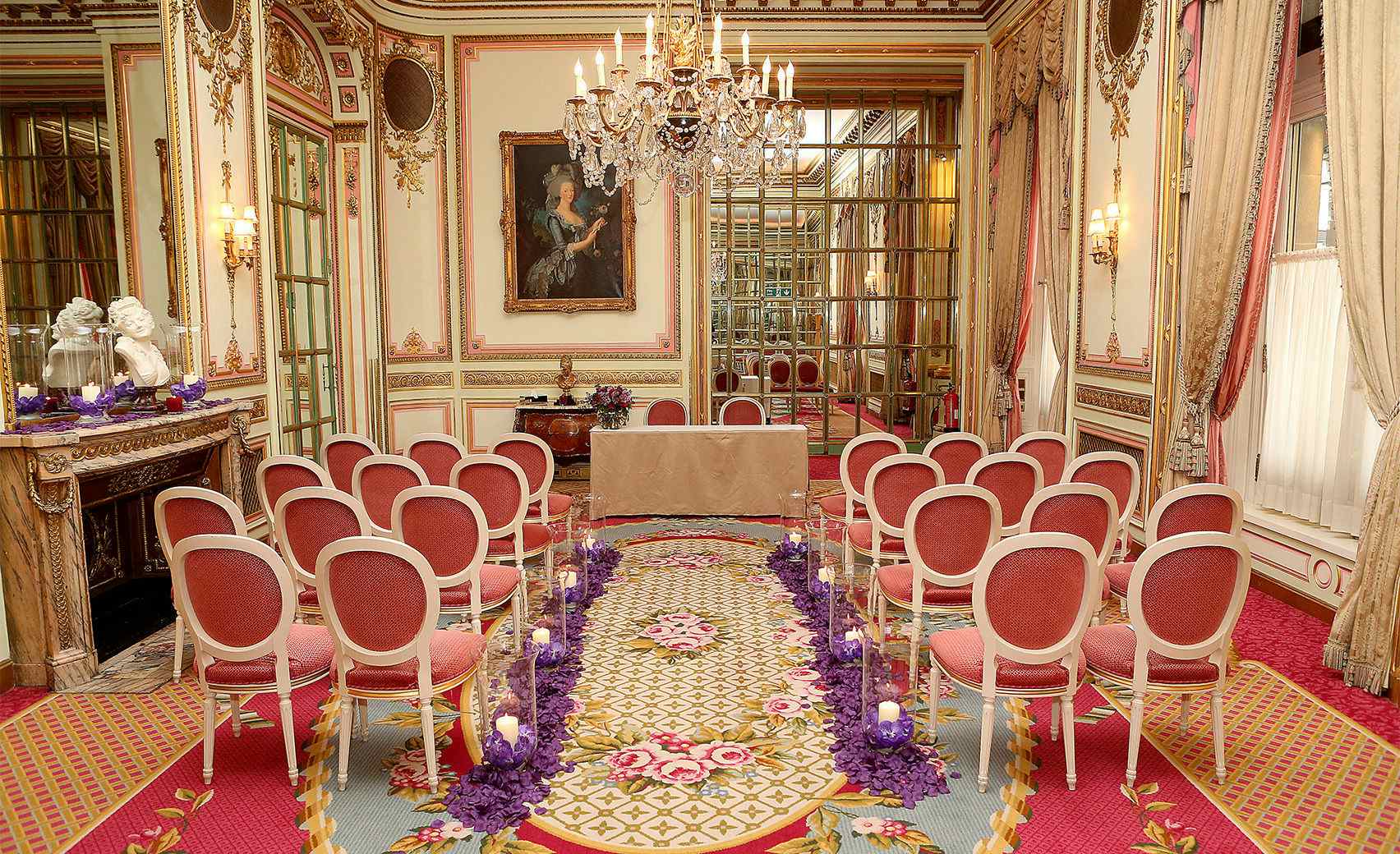 Hire The Marie Antoinette Suite The Ritz London HeadBox   Marie Antoinette Wedding Ceremony Set Up 