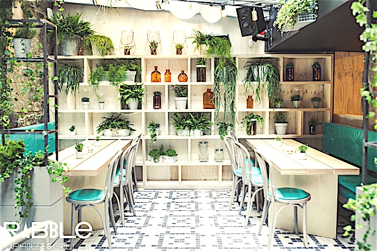 Rabble Garden **Hire the Rabble Garden at Rabble Edinburgh for your next private event in Scotland!**
Rabble Garden is a lovely semi-private area in Rabble Edinburgh, with its own bar section making it ideal fo
