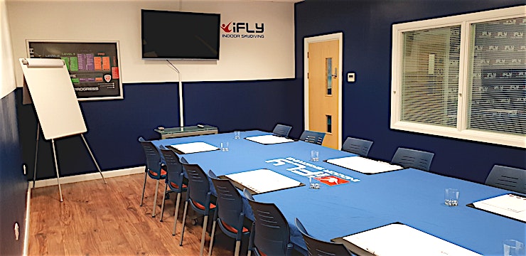 Conference Room **For a conference Space in an exciting setting, it doesn't get much better than iFLY Manchester**
The conference room at iFLY Manchester is a flexible and professional Space ideal for business mee