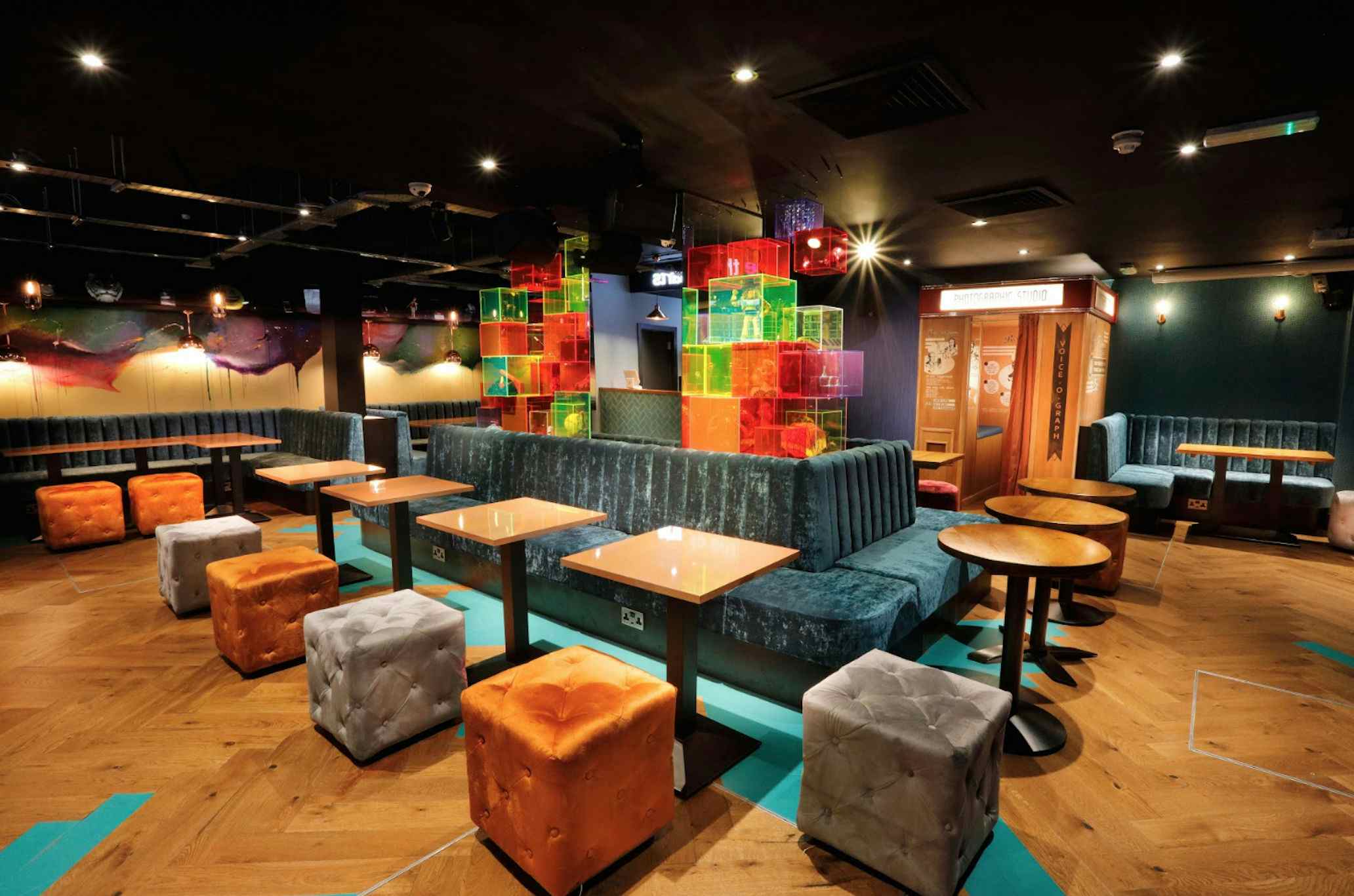 Bar area and private karaoke rooms, Lucky Voice Holborn