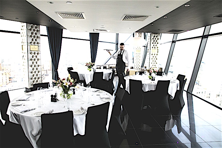 Champagne Room **Champagne Room at Marco Pierre White at The Cube is a stylish private dining room for hire in Birmingham.**
Tucked away from the main bar & restaurant is the well-appointed Champagne Bar. This al