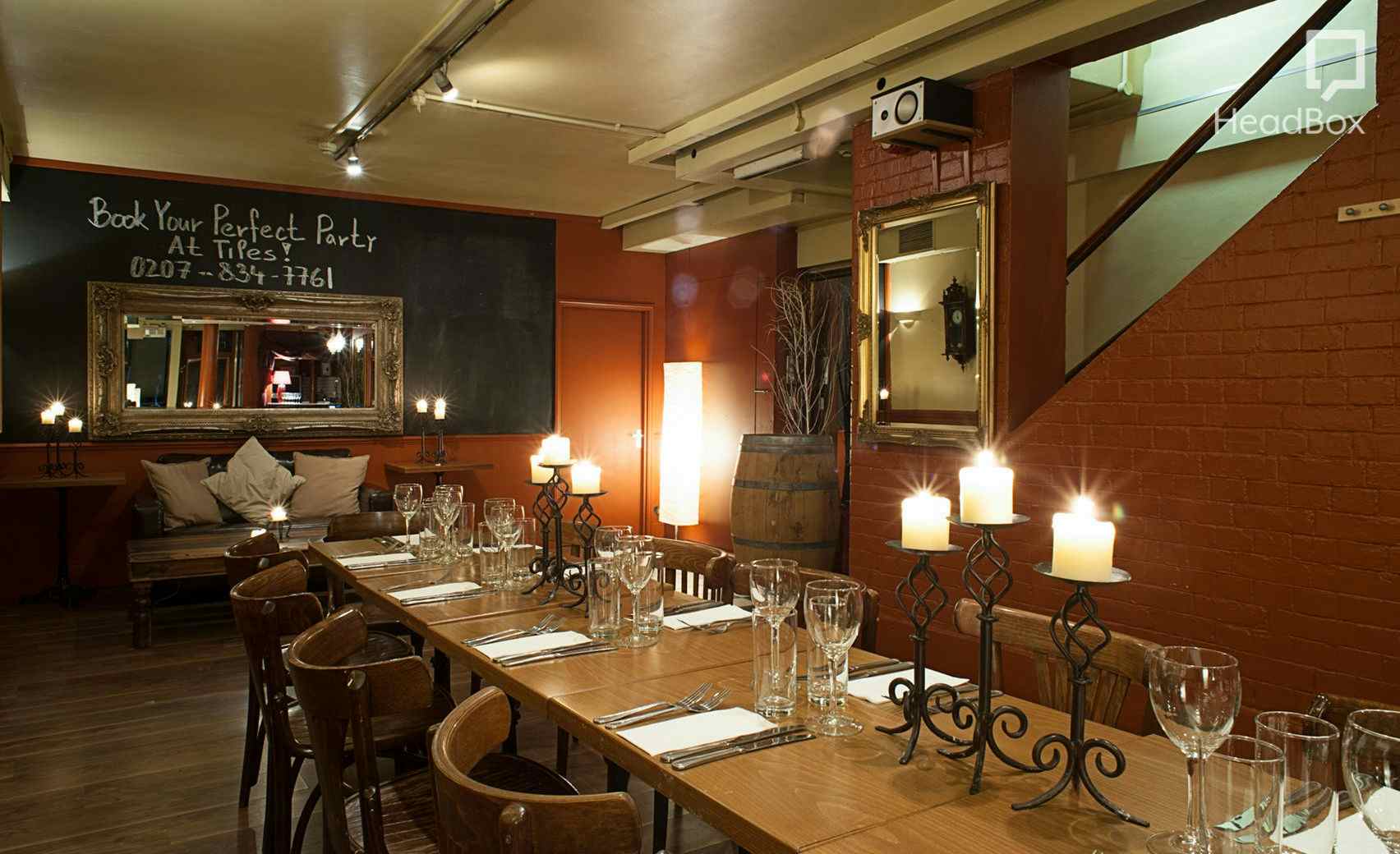 Book Downstairs at Tiles at Tiles Restaurant & Wine Bar. A LONDON Venue